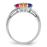 14k White Gold Family Jewelry Ring - 7 / Genuine